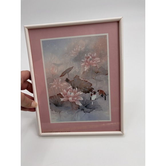 Other - Vintage 1984 Litho T. C. CHIU Bird/Lotus Flower Artwork